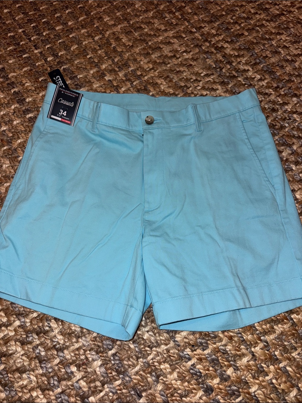 Roundtree & Yorke Teal Blue Flat Front Men’s Shorts